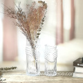 hand blown embossed decorative transparent flower glass vase